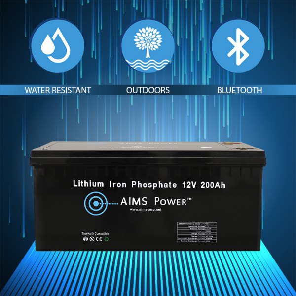 AIMS Power® - 12V 200Ah LiFePO4 Lithium Iron Phosphate Battery with Bluetooth Monitoring