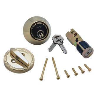 AP Products® - Polished Brass Standard Key Deadbolt Knob Lock Set