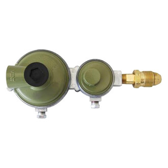 Marshall® - Excela-Flo™ High Pressure 225.000 BTU Fixed Two Stage Green Powder Coated 90° Vent LP Gas Regulator (POL Inlet x 3/8" FNPT Outlet)