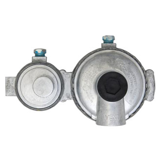 Marshall® - Excela-Flo™ High Pressure 225.000 BTU Fixed Two Stage Green Powder Coated 90° Vent LP Gas Regulator (1/4" Inlet x 3/8" FNPT Outlet)