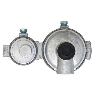 Marshall® - Excela-Flo™ 175.000 BTU Fixed Two Stage Raw Zinc/Powder Coated 90° Vent LP Gas Regulator (1/4" Inlet x 3/8" FNPT Outlet)