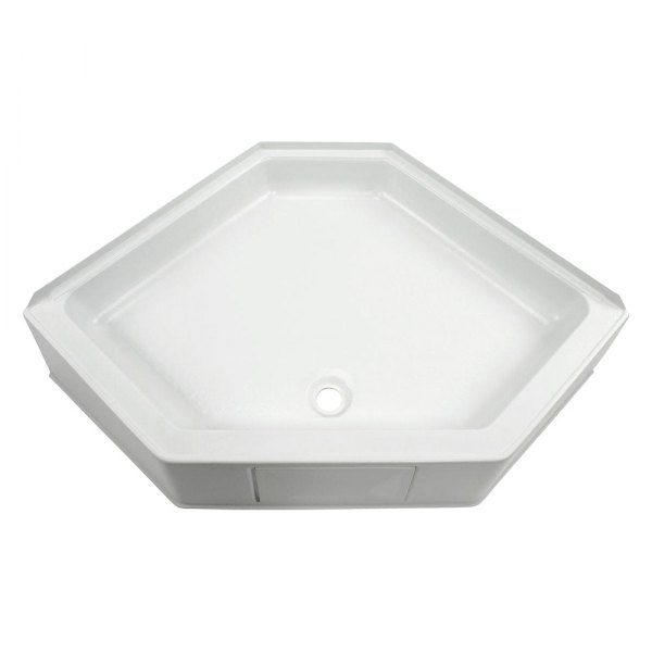 Lippert® - Neo Angle White Plastic Hexagonal Shower Pan with Center Drain