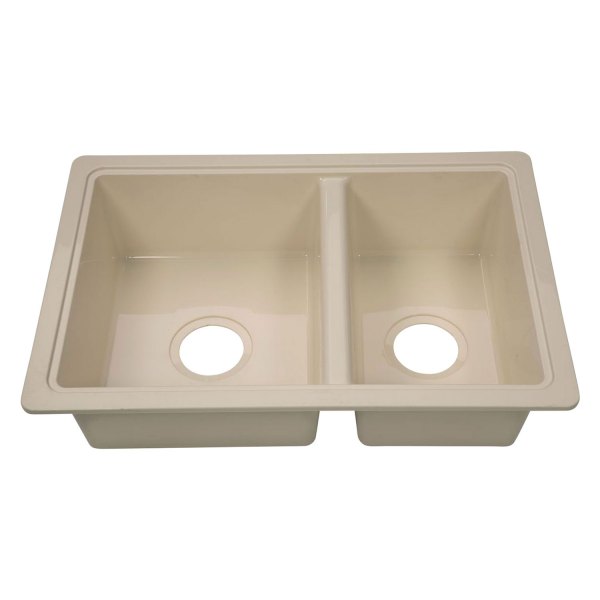 Lippert® - Plastic Parchment Drop-In Rectangular Double Bowl Kitchen Sink