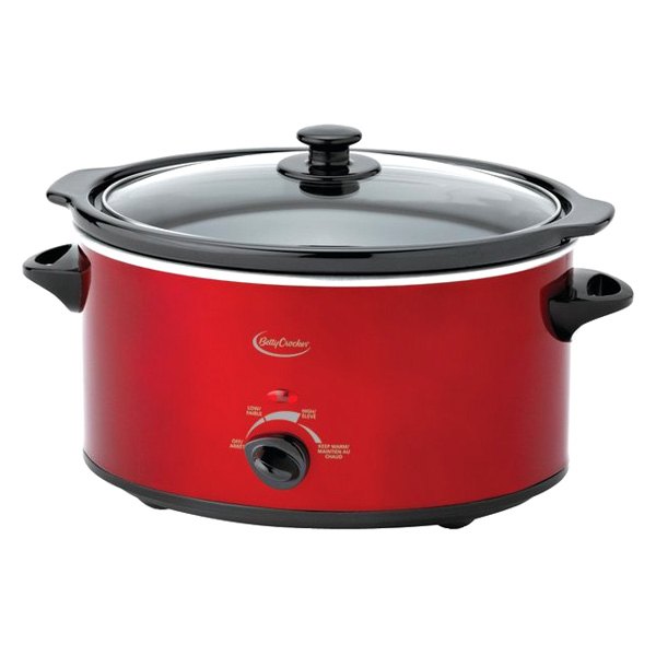 Betty Crocker® BC-1544C - 5 qt 270W Red Ceramic Slow Cooker with Travel Bag  