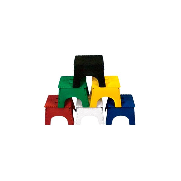 B&R Plastics® - E-Z FOLDZ™ Plastic Yellow/White/Blue/Red/Green/Brown Folding Step Stool Set