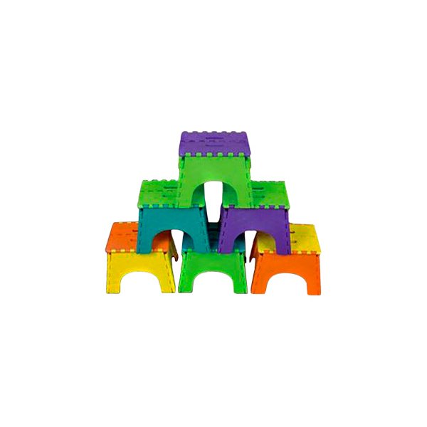 B&R Plastics® - E-Z FOLDZ™ Plastic Green/Orange/Yellow/Purple/Blue Folding Step Stool Set