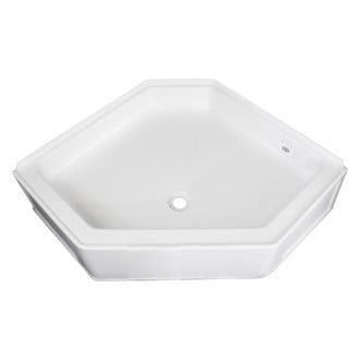 Specialty Recreation® - Neo-Angle White Plastic Pentagonal Shower Pan with Center Drain (34"L x 34"W)