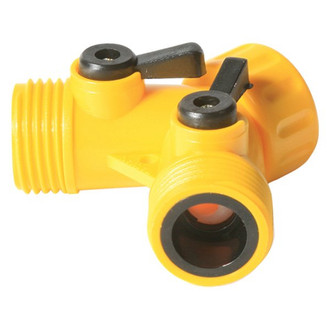 Camco® - Yellow Plastic Y-Union Shut-Off Valve (3/4" FPT x 3/4" MPT x 3/4" MPT)