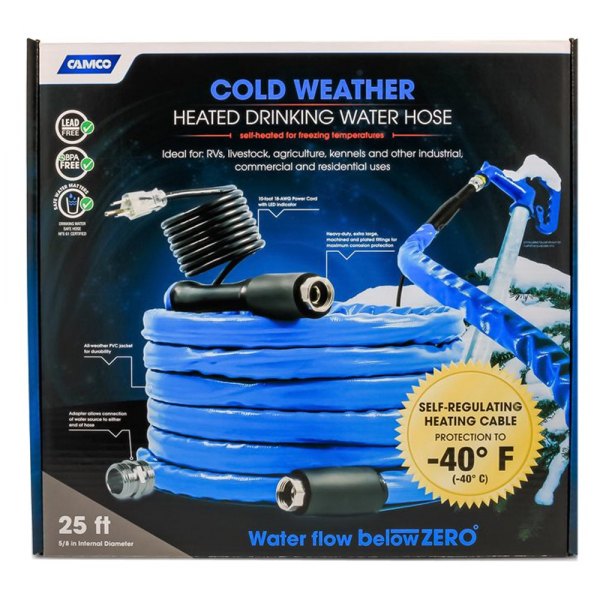 Camco® - Premium™ 5/8" x 25' Blue Heated Drinking Water Hose