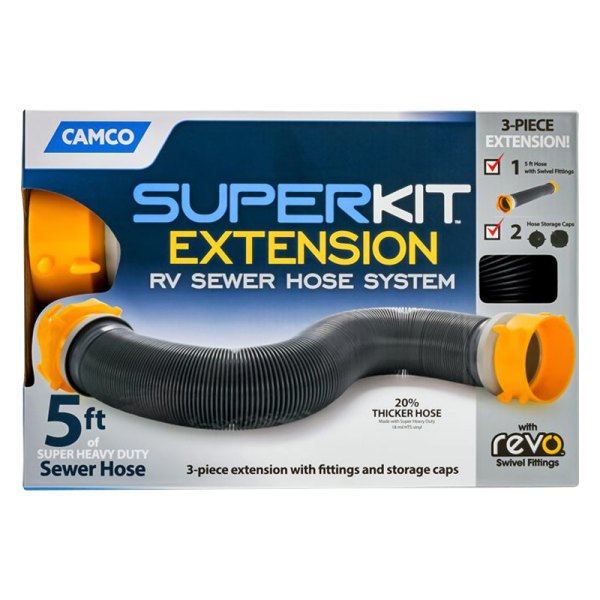 Camco® - SUPER Kit™ 5' Gray Super Heavy Duty Sewer Extension Hose