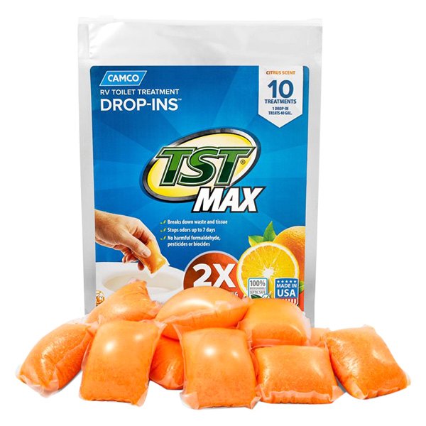 Camco® - TST MAX Drop-Ins™ 17.5 oz. Orange Toilet Treatment (10 Pieces)