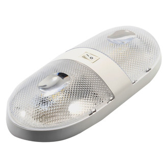 Camco® - Oblong 320 lm Surface Mount LED Double Bulbs Overhead Light with Switch (7.0"L x 4.5"W x 1.3"D)
