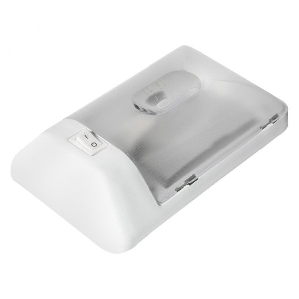 Camco® - Rectangular Surface Mount Incandescent Single Bulb Overhead Light with Switch (7.0"L x 4.5"W x 1.3"D)