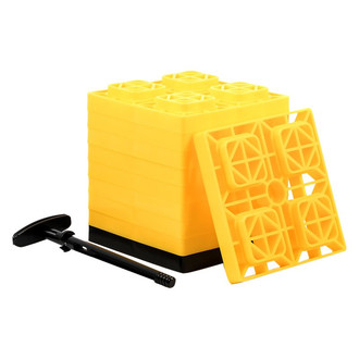 Camco® - FasTen Yellow Bilingual Leveling Blocks with T-Handle (10 Pieces)