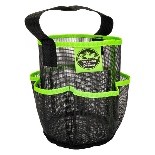 Camco® - Black/Green Fabric Mesh Shower Caddy