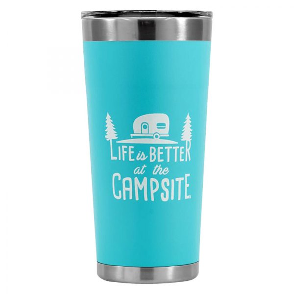 Camco® - "Life is Better at the Campsite" 20 oz. Blue Stainless Steel Thermo Tumbler with "Life is Better at the Campsite" Logo