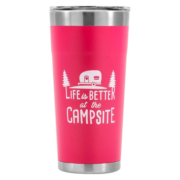 Camco® - "Life is Better at the Campsite" 20 oz. Pink Stainless Steel Thermo Tumbler with "Life is Better at the Campsite" Logo