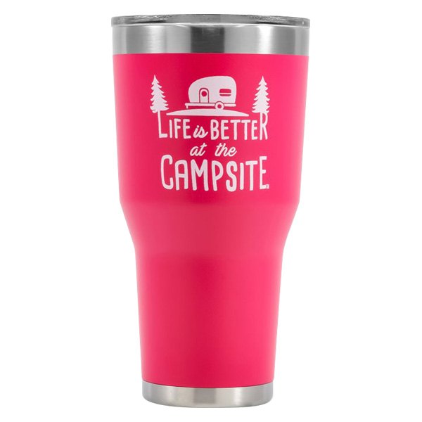 Camco® - "Life is Better at the Campsite" 30 oz. Pink Stainless Steel Thermo Tumbler with "Life is Better at the Campsite" Logo