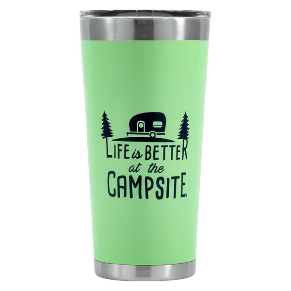 Camco® - "Life is Better at the Campsite" 20 oz. Green Stainless Steel Thermo Tumbler with "Life is Better at the Campsite" Logo