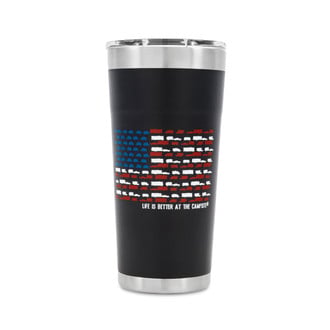 Camco® - "Life is Better at the Campsite" 20 oz. Charcoal Stainless Steel Thermo Tumbler with U.S. Flag Print