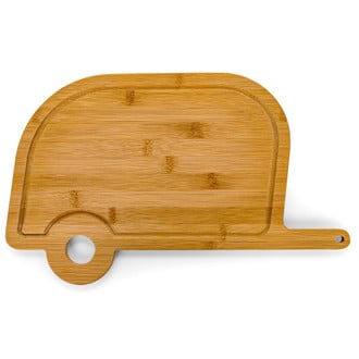 Camco® - "Life is Better at the Campsite" Bamboo Retro RV-Shaped Cutting Board