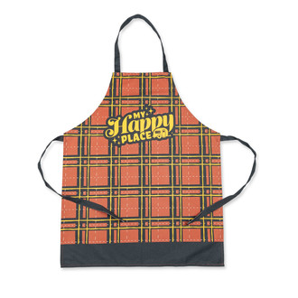 Camco® - "Life is Better at the Campsite" Red Plaid Cotton Apron with "My Happy Place" Text
