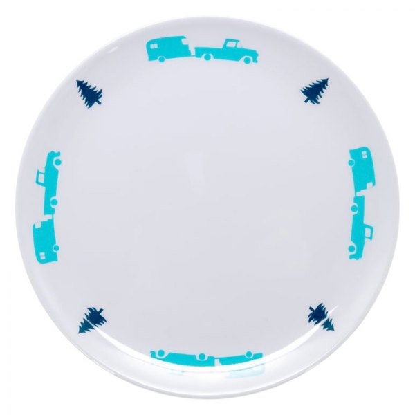 Camco® - "Life is Better at the Campsite" White Melamine Salad Plate with Trailer & Tree Pattern