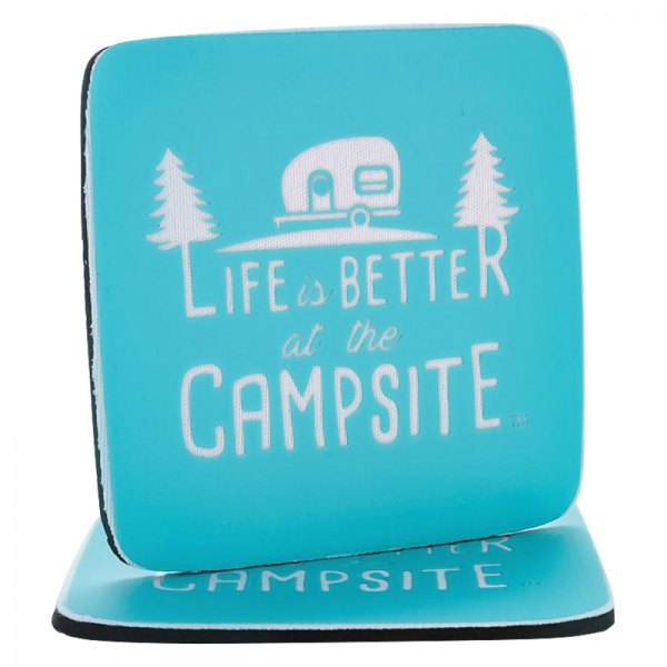 Camco® - "Life is Better at the Campsite" Blue Neoprene Coasters with "Life is Better at the Campsite" Logo
