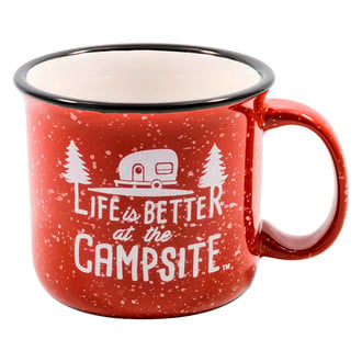 Camco® - "Life is Better at the Campsite" 14 oz. Red Ceramic Mug with Logo