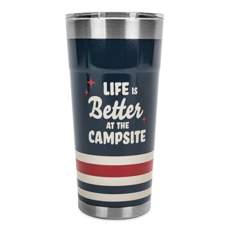Camco® - "Life is Better at the Campsite" 20 oz. Dark Blue Stainless Steel Thermo Tumbler with "Life is Better at the Campsite" Text