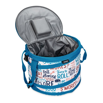 Camco® - "Life is Better at the Campsite" White Fabric Pop-Up Cooler with Graffiti Design