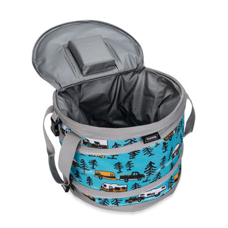Camco® - "Life is Better at the Campsite" Blue Fabric Pop-Up Cooler with Sketch Design