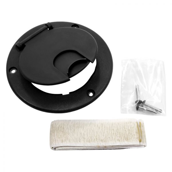 Camco® - 3.5"D Black Round Electric Cable Hatch w/o Back