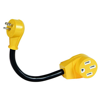 Camco® - Power Grip™ 12" Dogbone Power Adapter with Standard Grip (15A Male x 50A Female)