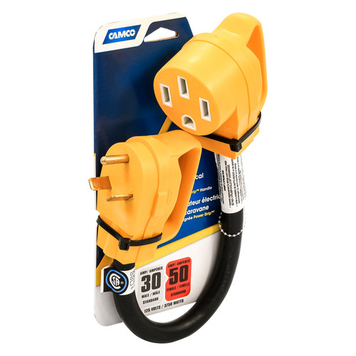 Camco PowerGrip Dogbone Elektroadapter – 30,5 Cm, 30A Auf 15A, Für Camping & Wohnmobile