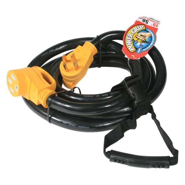 Camco® - Power Grip™ 15' Extension Power Cord with Handle Grip (50A Male x 50A Female)