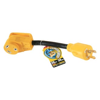 Camco® - 30A Male x 30A Female/125V/3750W 12" 3-Prong Power Grip Dogbone Generator Adapter