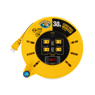 Camco® - Power Grip™ 30' Extension Cord Reel with USB Charging Ports