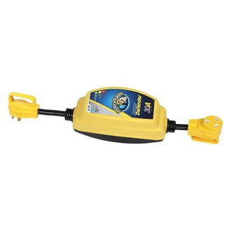Camco® - Power Grip™ 30A Straight Male x 30A Straight Female Dogbone Voltage Protector with Handle Grip with Over/Under Voltage and Surge Protection