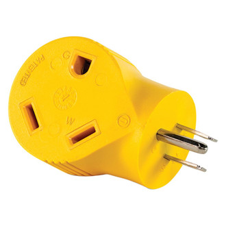 Camco® - Power Grip™ Power Cord Adapter (15A Male x 30A Angle Female)