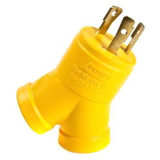 Camco® - 30A Male x 2 15A Female/125V/3750W 3-Prong Power Grip Y Generator Adapter