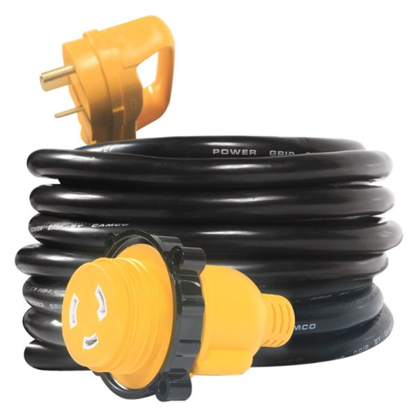 Camco® - Power Grip™ 25' Extension Power Cord with Handle Grip (30A Straight Male x 30A Locking Female)