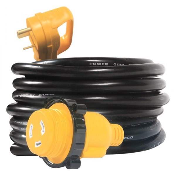 Camco® 55501 - Power Grip™ 25' Extension Power Cord with Handle Grip (30A  Straight Male x 30A Locking Female) 