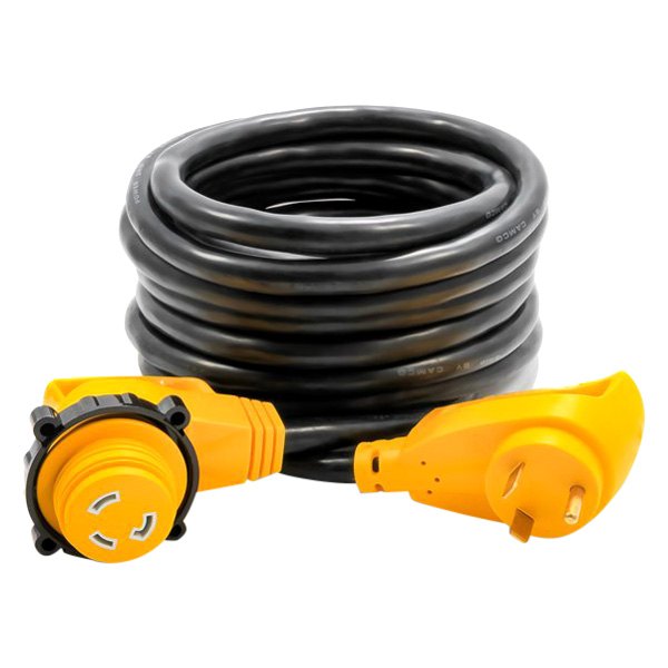 Camco® - Power Grip™ 25' Extension Power Cord with Handle Grip (30A Straight Male x 30A Angle Locking Female)