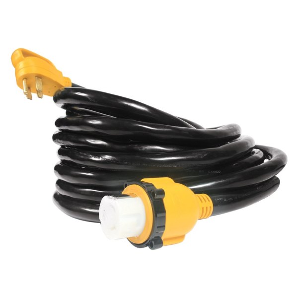 Camco® - Power Grip™ 25' Extension Power Cord with Handle Grip (50A Straight Male x 50A Locking Female)