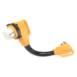 Camco® - Power Grip™ 18" Dogbone Power Adapter with Handle Grip (50A Straight Male x 50A Angle Locking Female)