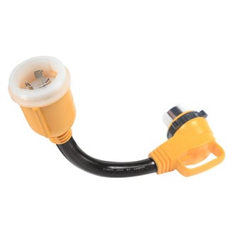 Camco® 55572 - Power Grip™ 18" Dogbone Power Adapter with Standard Grip (50A Locking Male x 50A Straight Female)