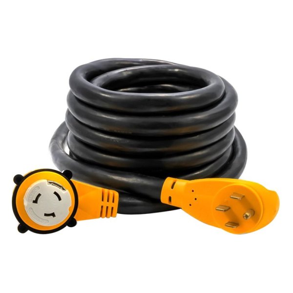 Camco® - Power Grip™ 25' Extension Power Cord with Handle Grip (50A Straight Male x 50A Angle Locking Female)