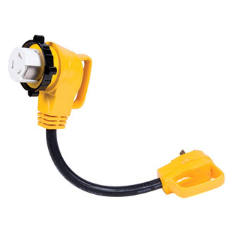 Camco® - Power Grip™ 18" Dogbone Power Adapter with Handle Grip (30A Straight Male x 50A Locking Female)