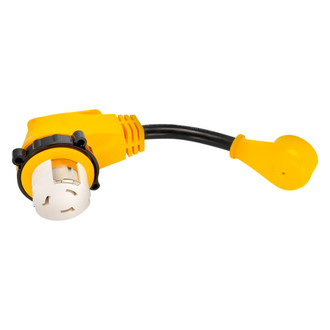 Camco® - Power Grip™ 12" Dogbone Power Adapter with Handle Grip (15A Straight Male x 50A Locking Female)